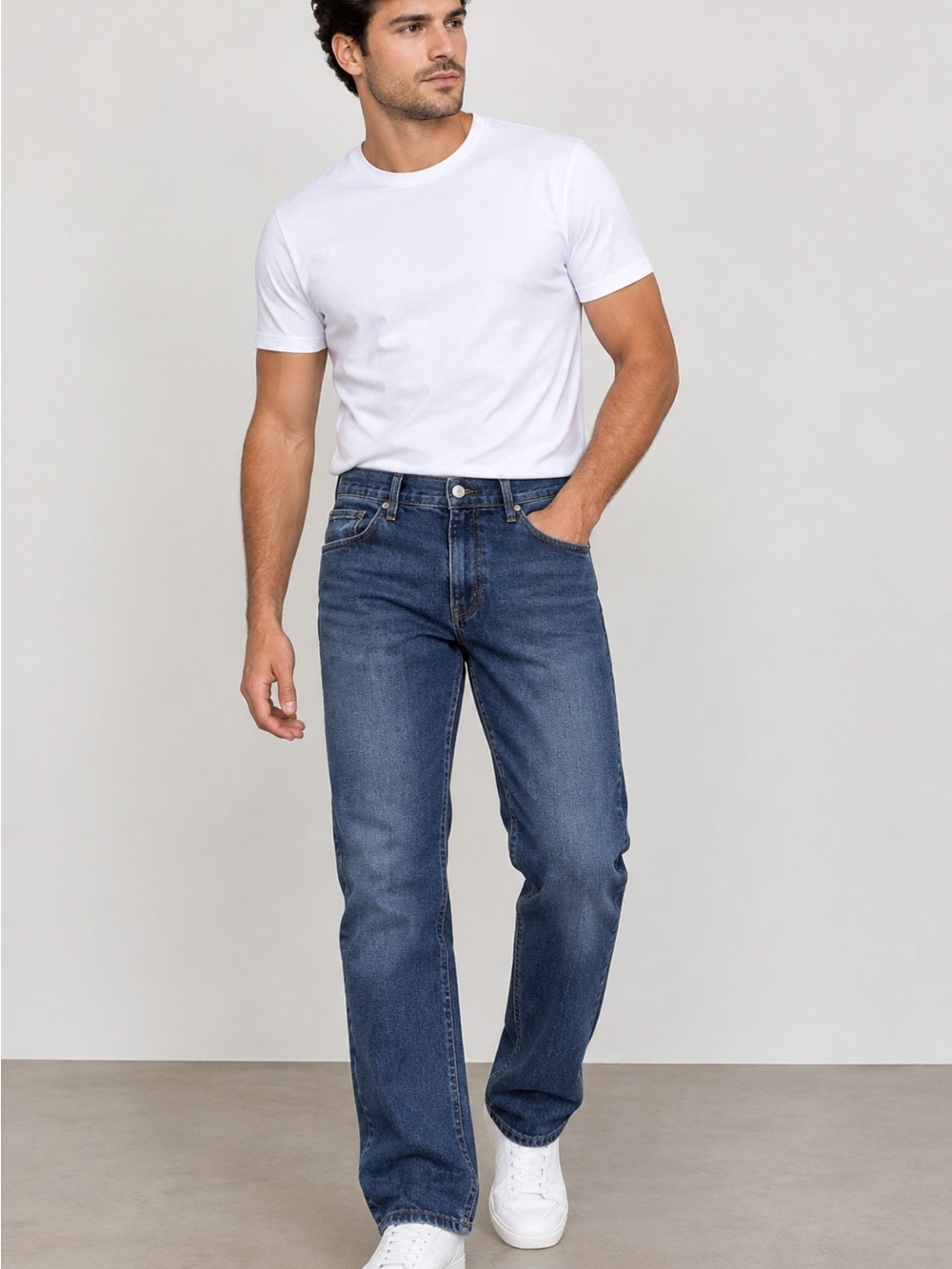 Sun + Stone Dark Blue Straight Leg Jeans, size34w, 32 L.